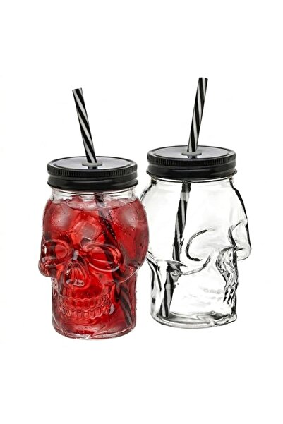 Generic Godinger Skull Mason Jar Mug Glass Tumbler Glass Cups with Cover and ...