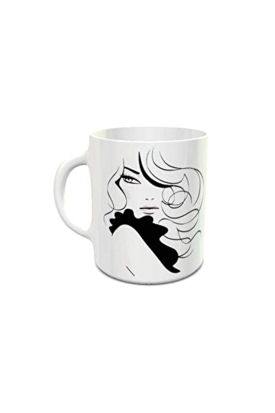 Generic Impress White Ceramic Coffee Mug with Fashion Lady Design