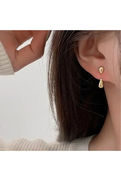 Glamluxe Double Drop Figured Gold Stylish Women's Jacket Earrings