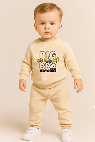 bebekpare Boy's Sweatshirt Set Beige Big Bro