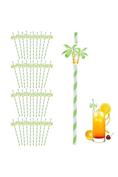 Generic 40Pcs Coconut Tree Paper Straws, Tropical Beach Party Drinking Straws...