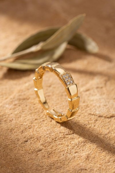 Generic Brand Gold Color Snake Model Zircon Stone Women's Ring