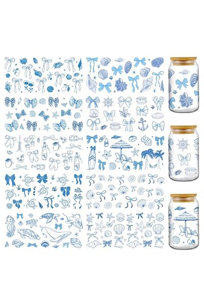 Generic Summer UV DTF Cup Wraps - 10 Sheets Marine Animals Turtle Seahorse Sh...