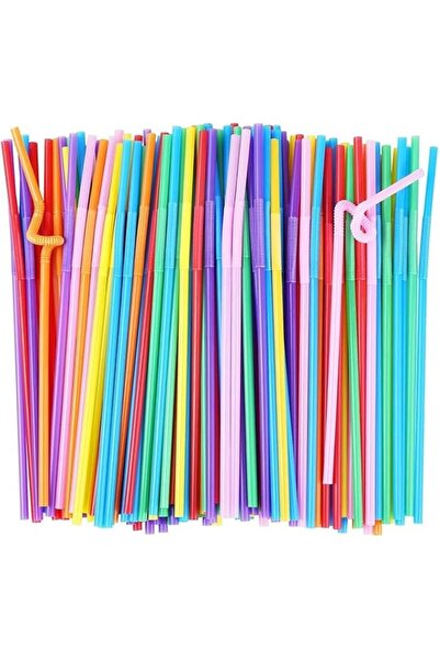 Generic Falcon Plastic Straw – Artistic Mixed Color 6 X 26 CM (1 Pack x 100 P...