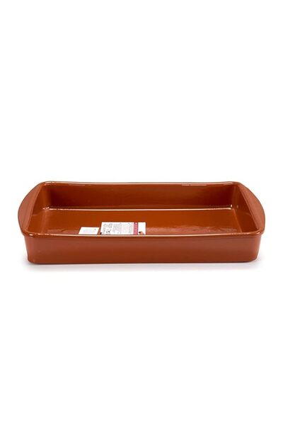 Generic Brown Clay Deep Rectangular Plate 38 cm