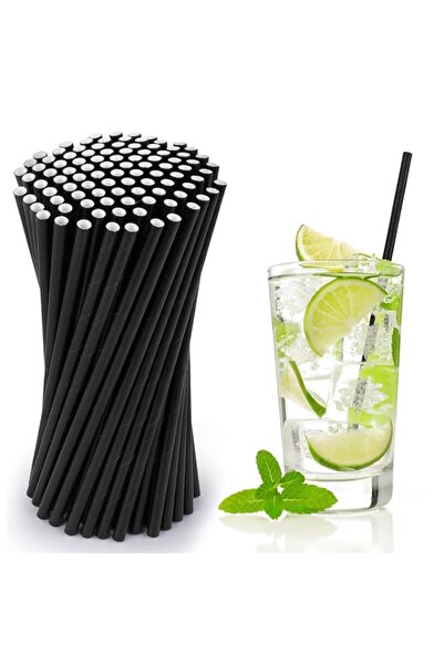 Generic Black Paper Straws, Pack of 510, Paper Straws, 19.7 cm x 0.6 cm, Biod...