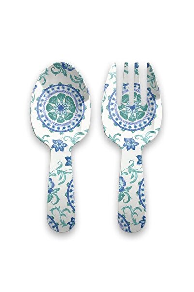 Generic TarHong Rio Turquoise Floral Salad Server Set, 10.6" L, Melamine