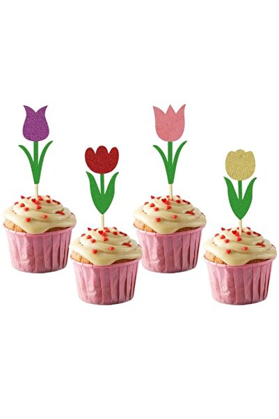 Generic 24 Pcs Tulip Flower Cupcake Toppers Happy Mother's Day Theme Mom Happ...