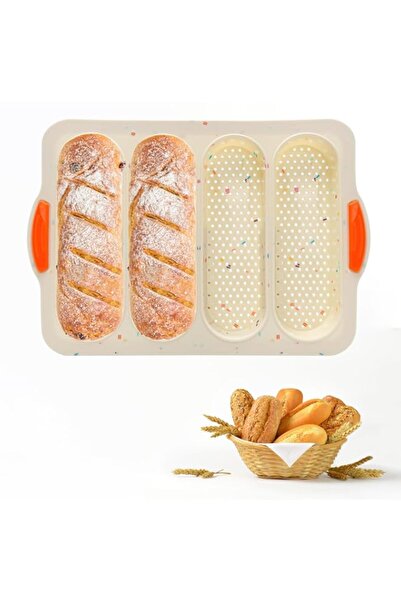 Generic Silicone French Bread Mold 4-Slot, Non Stick Hoagie Sub Roll Baking T...