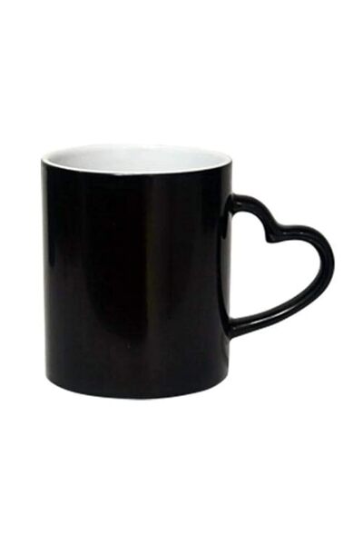Generic imPRESS Black Heart Handle Heat Sensitive Color Changing Coffee Mug w...