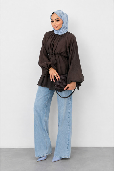 Miss Meliss Lined Balloon Sleeve Pinters Shirt