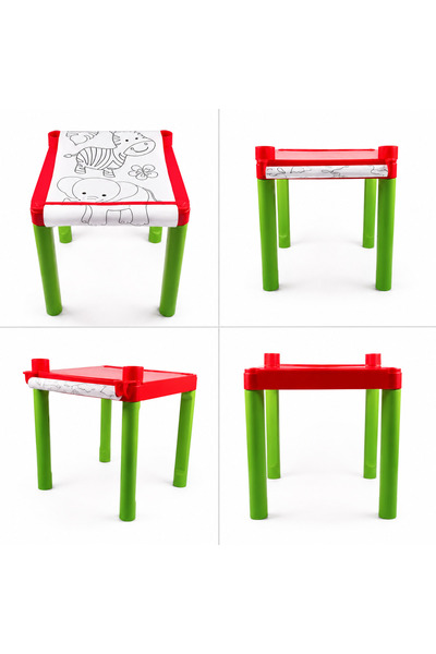 Generic Brand Coloring Table with Pre-Printed Paper Roll, Colored and Wax Cra...