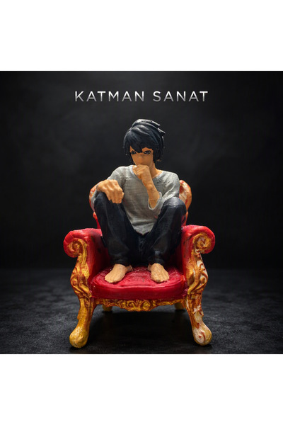 Katman Sanat Death Note L Lawliet Koltukta 10 cm El Boyaması 3D Figür Biblo H...