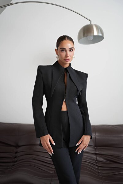 Julidress Pointed Long Collar Jacket and Pants Design Set