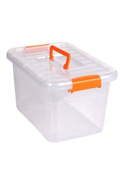 sharpdo Plastic Storage Box Clear/Orange 20x15x11cm
