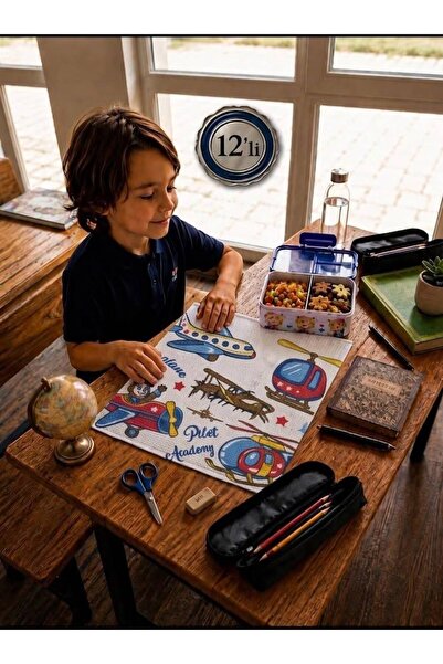 SUNDOKU HOME Yıkanabilir Baskılı Okul Peçetesi & Beslenme Örtüsü & Beslenme B...