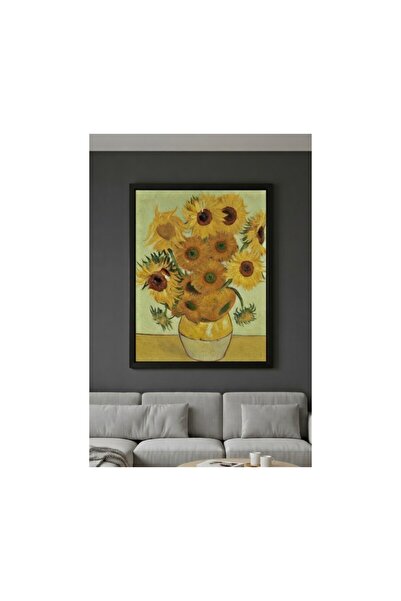 Safir Design Van Gogh Sarı Ayçiçekleri Vazo Serisi Çerçeveli Tablo