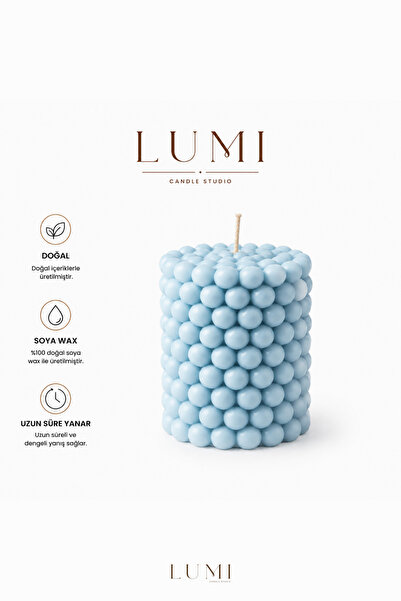 Lumieres LUMI Bubble Baloncuk Desenli Silindir %100 Soya Wax El Yapımı Dekora...