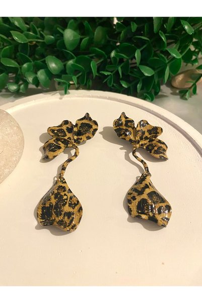 milayk Leopard Dangle Flower Earrings