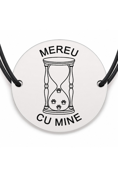 Simoshop Brățară argint 925 cu bănuț gravat clepsidră cu lăbuțe, șnur negru r...