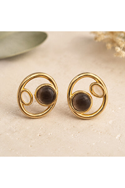 GlaMLo Accessories Αφηρημένα Οβάλ Χρυσά Σκουλαρίκια