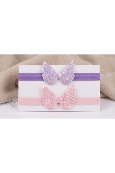 Jeevee Baby Bandana Set with Angel Wing Figures – 2-Piece Hair Band