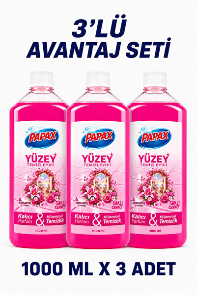 PAPAX SAKLI CENNET 3'LÜ AVANTAJ SETİ Yüzey Temizleyici Zemin Temizleyici 1000 ML x 3 ADET