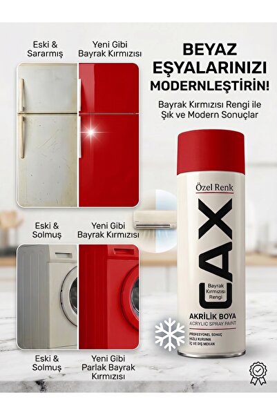 caxcolors Cax Beyaz Eşya Boyası Sprey 400 ml - Buzdolabı Çamaşır Makinesi Kli...