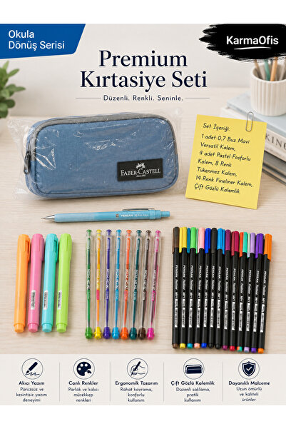 Faber Castell Premium Kırtasiye Seti – Versatil Kalem, Fosforlu Kalem, Tükenm...