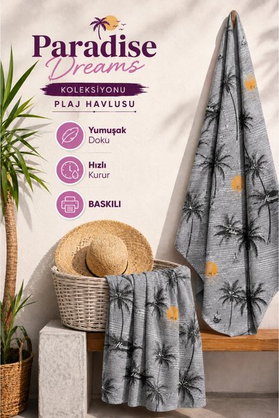 Softtowel's منشفة شاطئ مطبوعة من Paradise Dreams مقاس 70x150 سم، منشفة بحرية ...