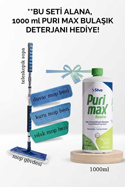 Silva Ultrafiber Mop 3’lü Set – Tüm Yüzeyler İçin Komple Temizlik Puri Max Bo...
