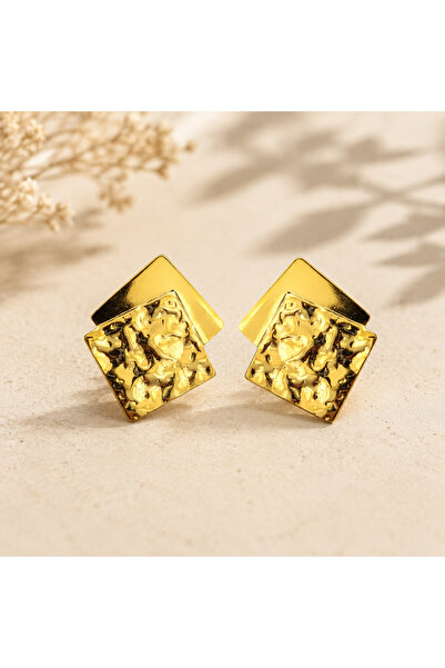 GlaMLo Accessories Γεωμετρικά χρυσά σκουλαρίκια από ανοξείδωτο ατσάλι, με αφη...