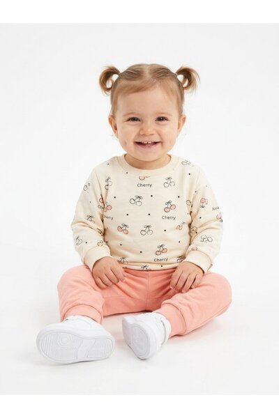Kids Kingdom Cotton Cherry Detailed 2-Piece Baby Girl Set