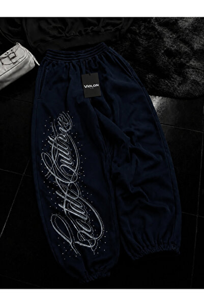 Violon Angel Stone Baggy Unisex Sweatpants Navy Blue