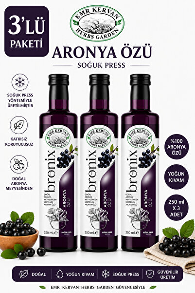 Emr Kervan Herbs Garden Aronya Meyve Özü Soğuk Press 250ml x 3 Adet - Avantaj...