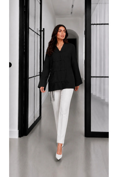 Moda Algan Çin Düğmeli Gömlek MA10048 Siyah