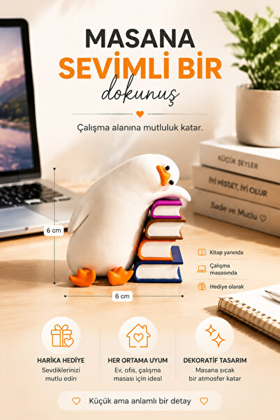 Impress Sevimli Ördek Kitap Tutucu Masa Dekoru, Kitap Severlere Özel Mini Örd...