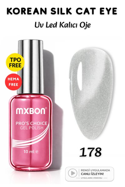 Mxbon Uv Led Kalıcı Oje 10 ml Hema & TPO Korean Kedi Gözü Silky Cat Eye - 178