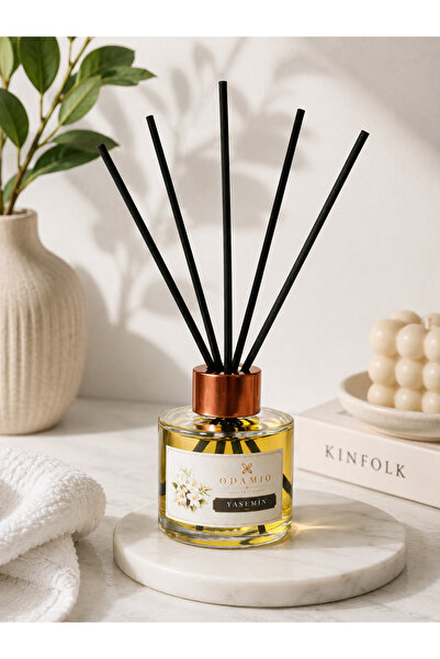 100 ml Yasemin Aromalı Bambu Çubuklu Oda Parfümü - Siyah Fiber Çubuklu Dekoratif Ev Kokusu