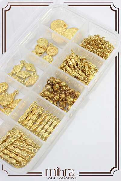 Mihra Takı Tasarım Tesbih Püskülü Yapım Seti Gold Sarı Metal 25 Adet Püskül Y...