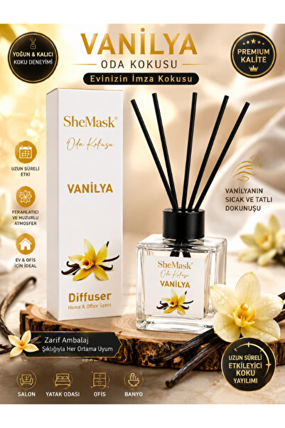 SheMask Vanilya Oda Kokusu 100 ML Bambu Çubuklu Oda Kokusu Kalıcı Yoğun Koku ...