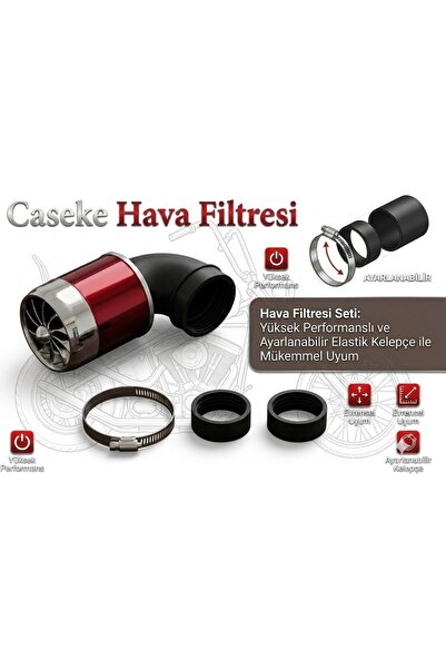 cg Sgm Hava Filtresi Turbo Modifiye Açık 35-42-48mm Kırmızı