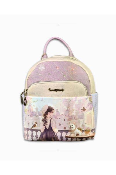 Sweet Candy Rucsac sintetic cu design de păpușă și 5 compartimente exterioare...