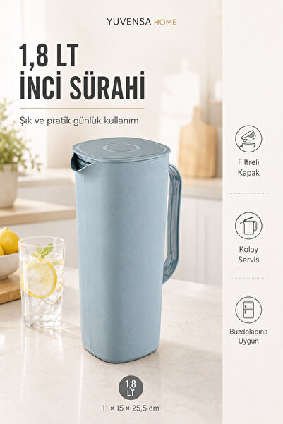 Yuvensa Home Kapaklı Filtreli İnci Sürahi Buzdolabına Uygun