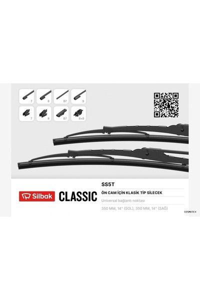 Silbak CSMO-TEX SİLECEK SÜPÜRGESİ 350MM ANADOL-FORD TAUNUS-MURAT SERÇE-SKODA1202-LADA SAMARA (03135) ARKA