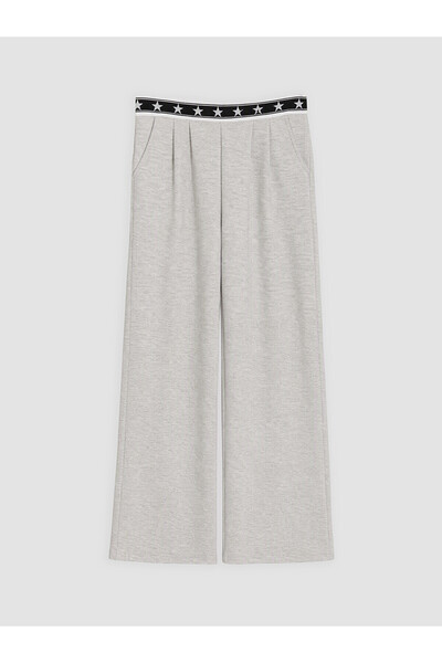 LC Waikiki Gray Elastic Waisted Wide Leg Girls' Sweatpants