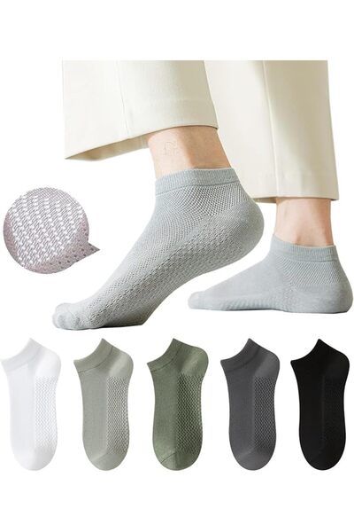 GENERAL Infino Socks ®   Men's Breathable Mesh Cotton Socks - 5 Pairs, Lightw...