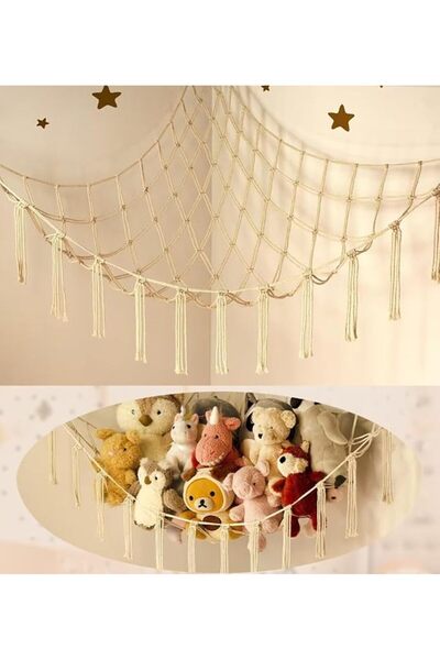 GENERAL Paborech Stuffed Animal Storage Hammock or Grid, Large Toy Hammock Gr...
