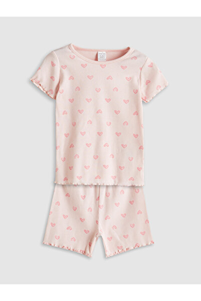 LC Waikiki Heart Printed Baby Girl Blouse and Shorts 2 Pack