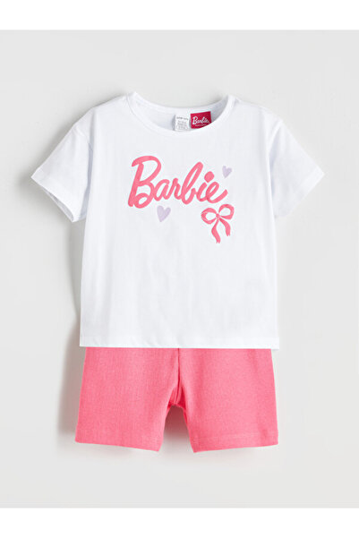 LC Waikiki Barbie Printed Baby Girl T-Shirt and Shorts 2-Piece